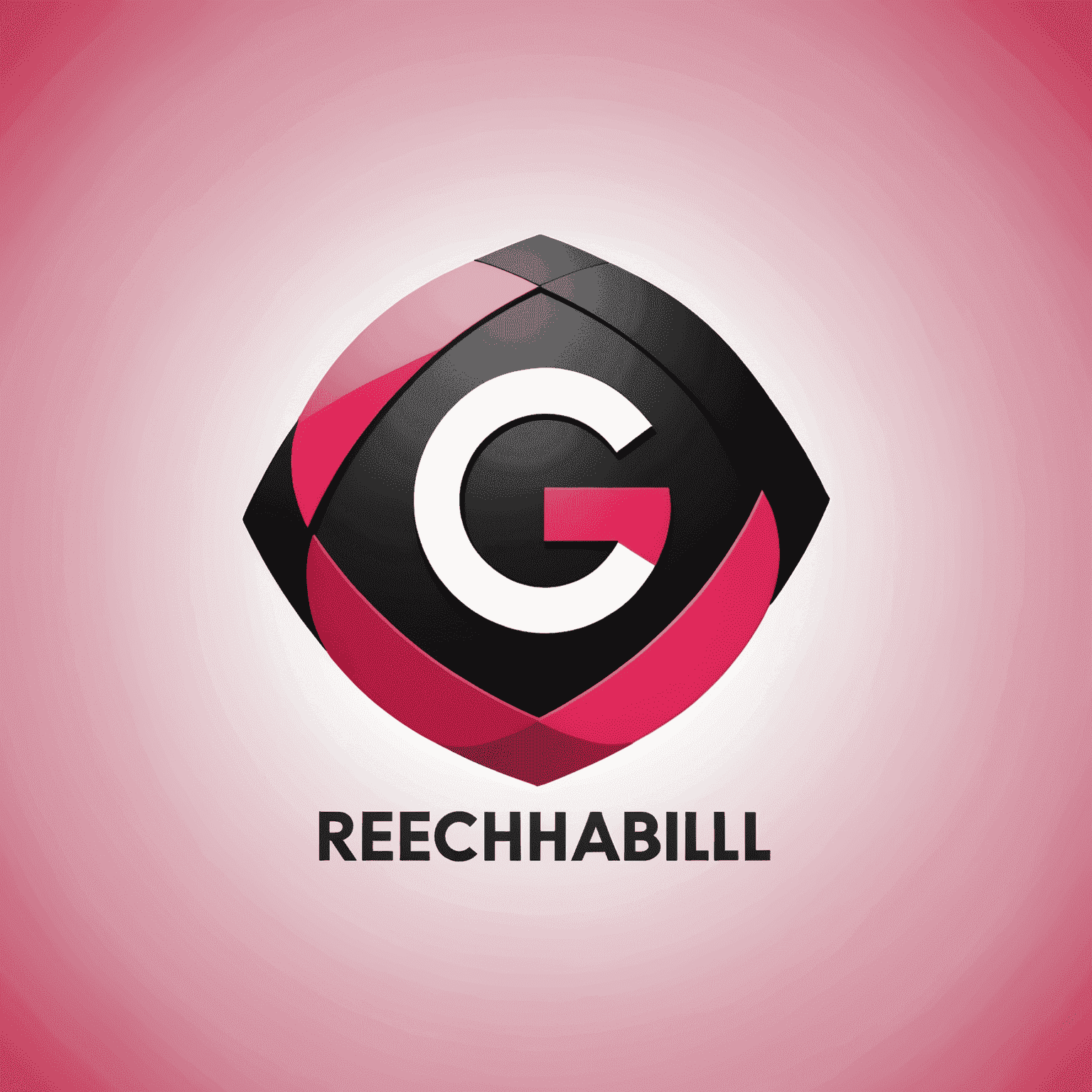 شعار rechabill_com يعرض تصميمًا حديثًا يجمع بين الأحمر والوردي والأسود والأبيض، ويمثل حلول اتصالات الواجهة
