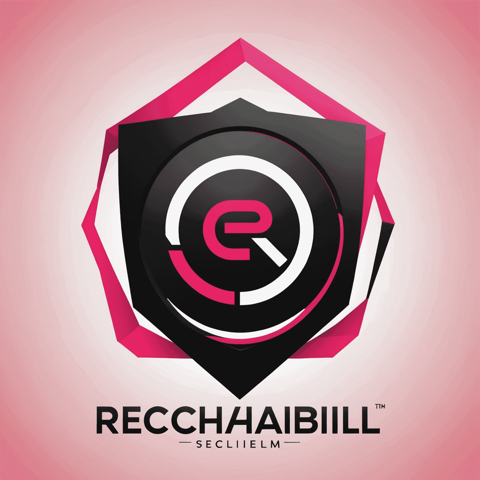 شعار rechabill_com يعرض تصميمًا حديثًا يجمع بين الأحمر والوردي والأسود والأبيض، ويمثل حلول اتصالات الواجهة